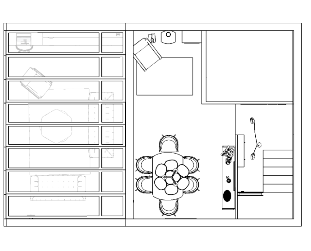 plan vue de dessus salon et salle à manger